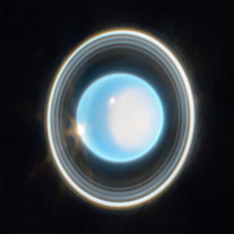 O telescópio Webb capturou uma visão de Urano e seus anéis (Foto: NASA / ESA / CSA / STScI // Processamento de imagem: J. DePasquale (STScI))