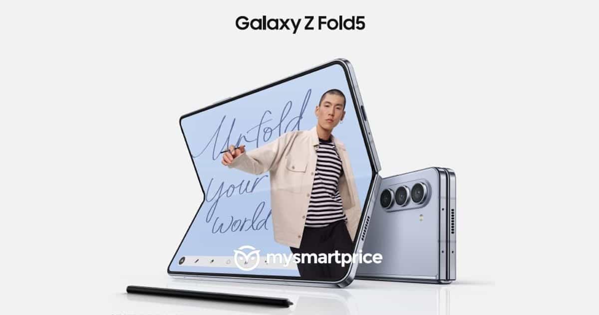 Foto do novo Galaxy Z Fold 5 é revelada (Foto: Reprodução / MySmartPrice)