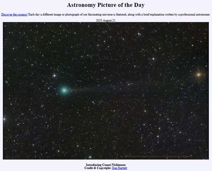 NASA revela cometa recém descoberto que poderá ser visto a olho nu (Dan Bartlett // NASA - APOD)