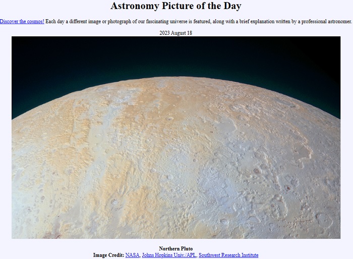 NASA destaca foto do planeta anão Plutão (NASA, Johns Hopkins Univ./APL, Southwest Research Institute)