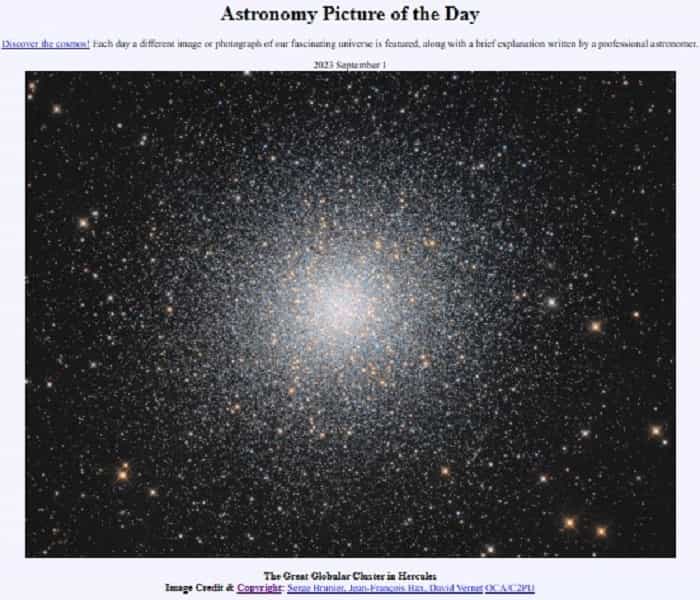 NASA destaca foto incrível de aglomerado estrelar (Serge Brunier, Jean-François Bax, David Vernet OCA/C2PU // NASA - APOD)