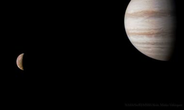 Sonda da NASA faz imagem de Júpiter e sua lua vulcânica Io