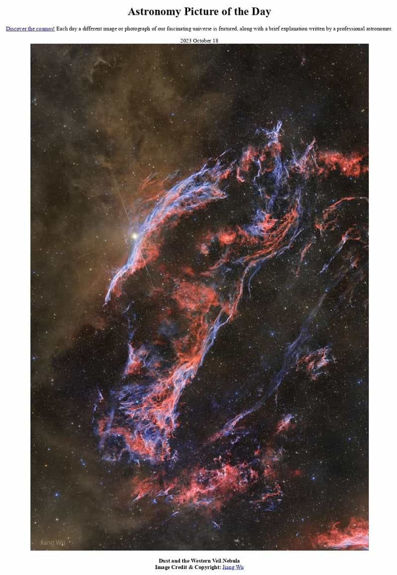 La NASA Destaca la Belleza Cósmica de la 'Nebulosa del Velo'