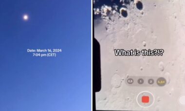 Viraalivideo näyttää tunnistamattoman esineen lentävän kuun pinnan yli (Kuva: Reproduktio/Instagram)