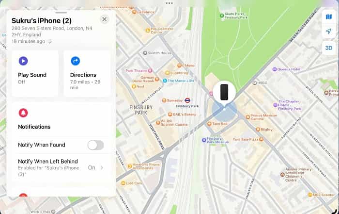 Sukru Haskan jäljittää iPhone 14:nsä 'Find My iPhone' -toiminnolla (X / @sukru_haskan)