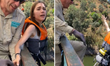 Mulher é empurrada por instrutor de bungee jump e vídeo viraliza