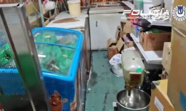 Foram encontrados oito freezers com carne e peixe sem etiqueta (Foto: Polícia de Madri)