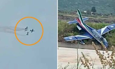 Três jatos da Frecce Tricolori colidem no ar durante apresentação na ilha de Pantelleria. X @ItalianAirForce