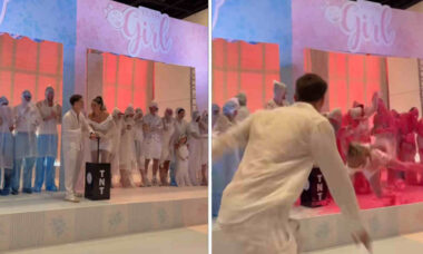 Vídeo: Chá revelação com "TNT" acaba com queda de influenciadora grávida