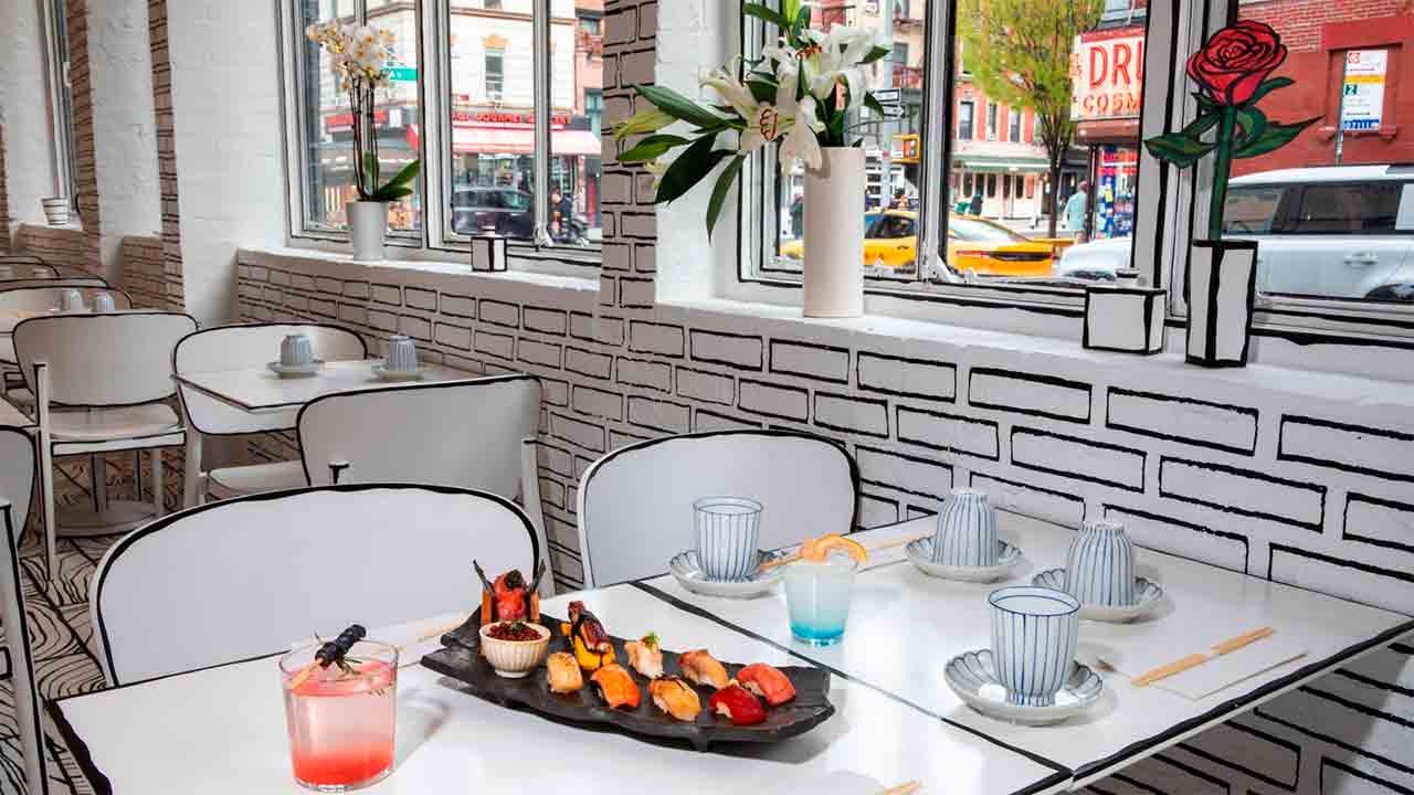 Parece desenho, mas é real! Restaurante 2D em Nova York viraliza pelo visual surreal. Foto: Shirokuronyc