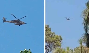 Vídeo: Helicóptero Apache israelense persegue drone kamikaze Shahed‑136 sobre Israel. X @Osint613