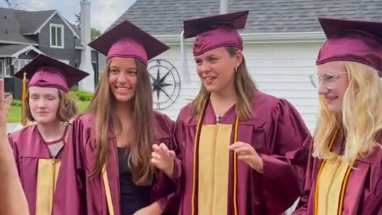 Retired kindergarten teacher goes viral after being surprised by graduates