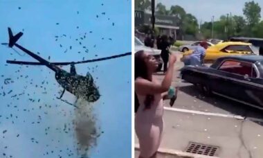 Viralizou: último desejo de empresário é realizado e helicóptero espalha US$ 5 mil sobre as ruas de sua cidade. Instagram @lopezdoriga