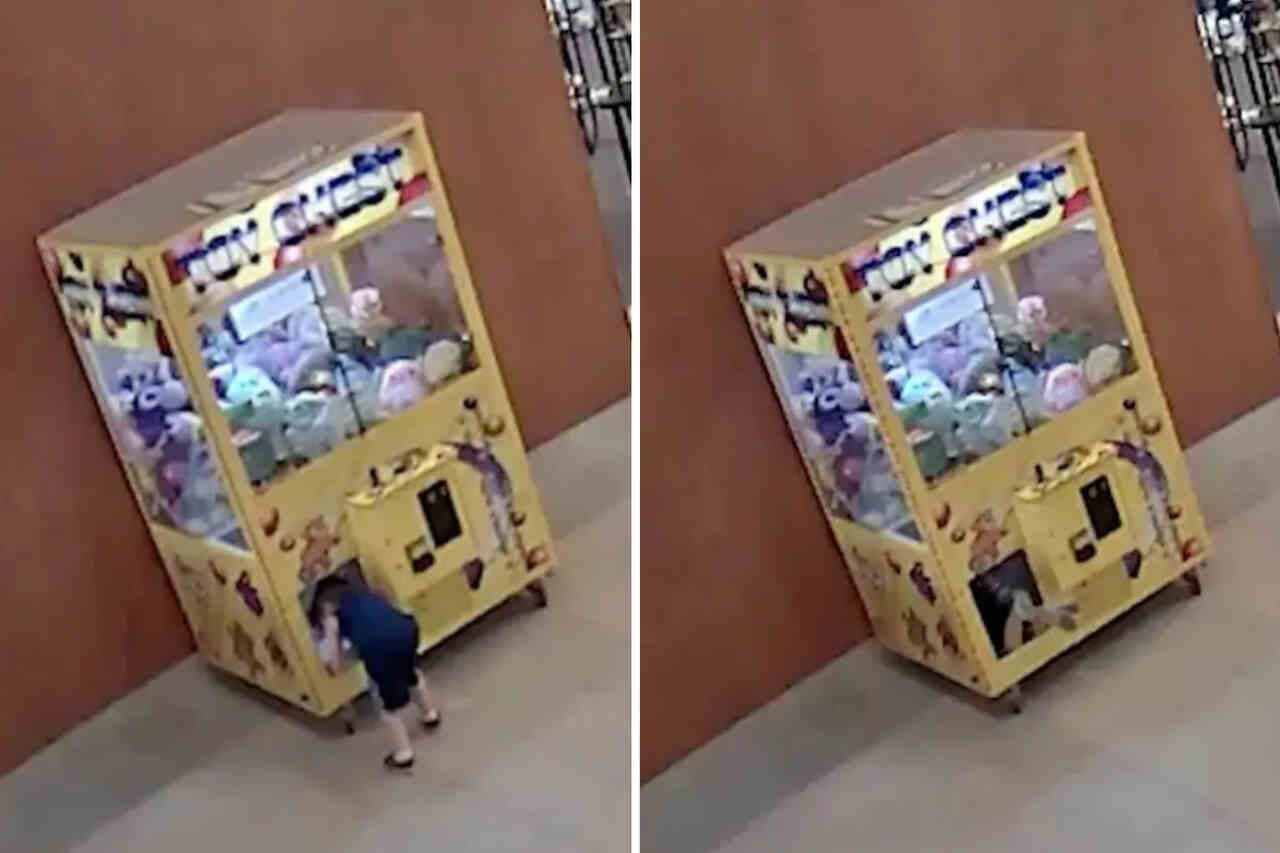 Vídeo: Menino fica preso após tentar pegar brinquedo de dentro de máquina de pelúcia