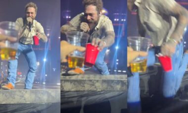 Fã de Post Malone grava vídeo viral do cantor caindo do palco durante brinde em show
