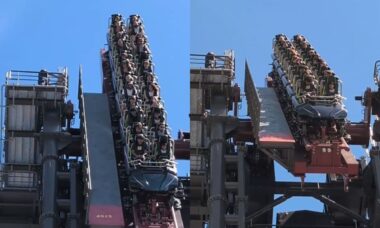 Visitantes de parque ficam de cabeça para parque ficam de cabeça para baixo em montanha-russa em vídeo viral