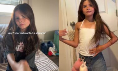 Influenciadora leva filha de 7 anos para sessão de bronzeamento artificial e causa polêmica no TikTok