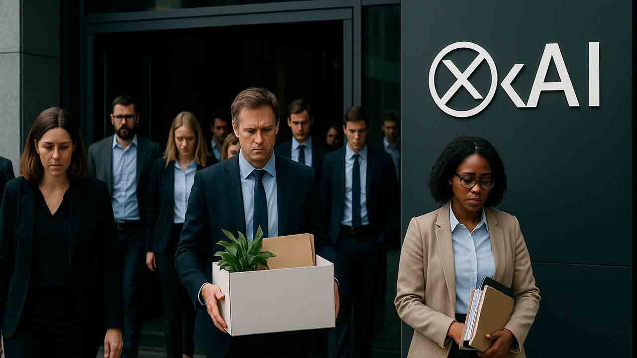 xAI、戦略的再編で500人を解雇。AI生成画像 / Condutta