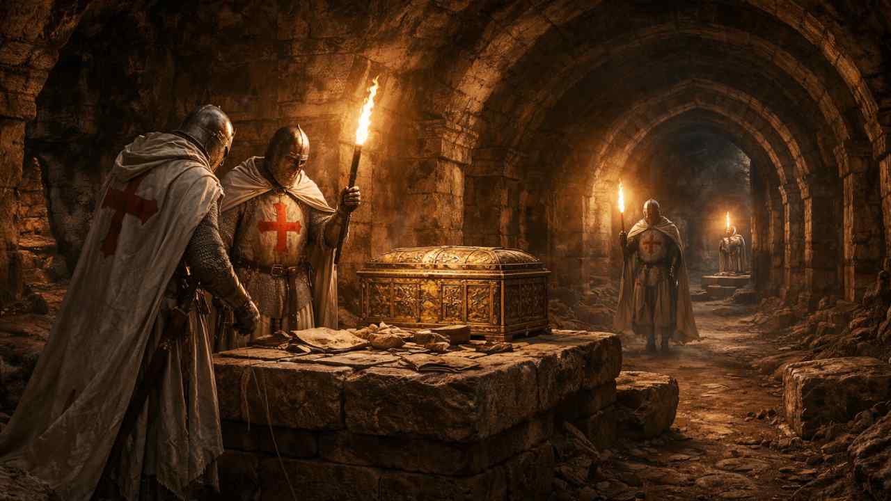 Relíquias, tesouros e manuscritos: o enigma dos túneis templários. Ilustração: Condutta